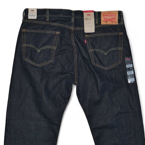 Levis 505 Men's Size 38x30 Jeans Regular Fit Straight Leg Dark Rinse Denim NWT - Picture 6 of 10